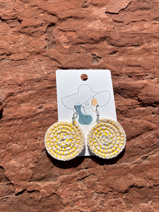 Crochet Mandala Earrings - Sunshine