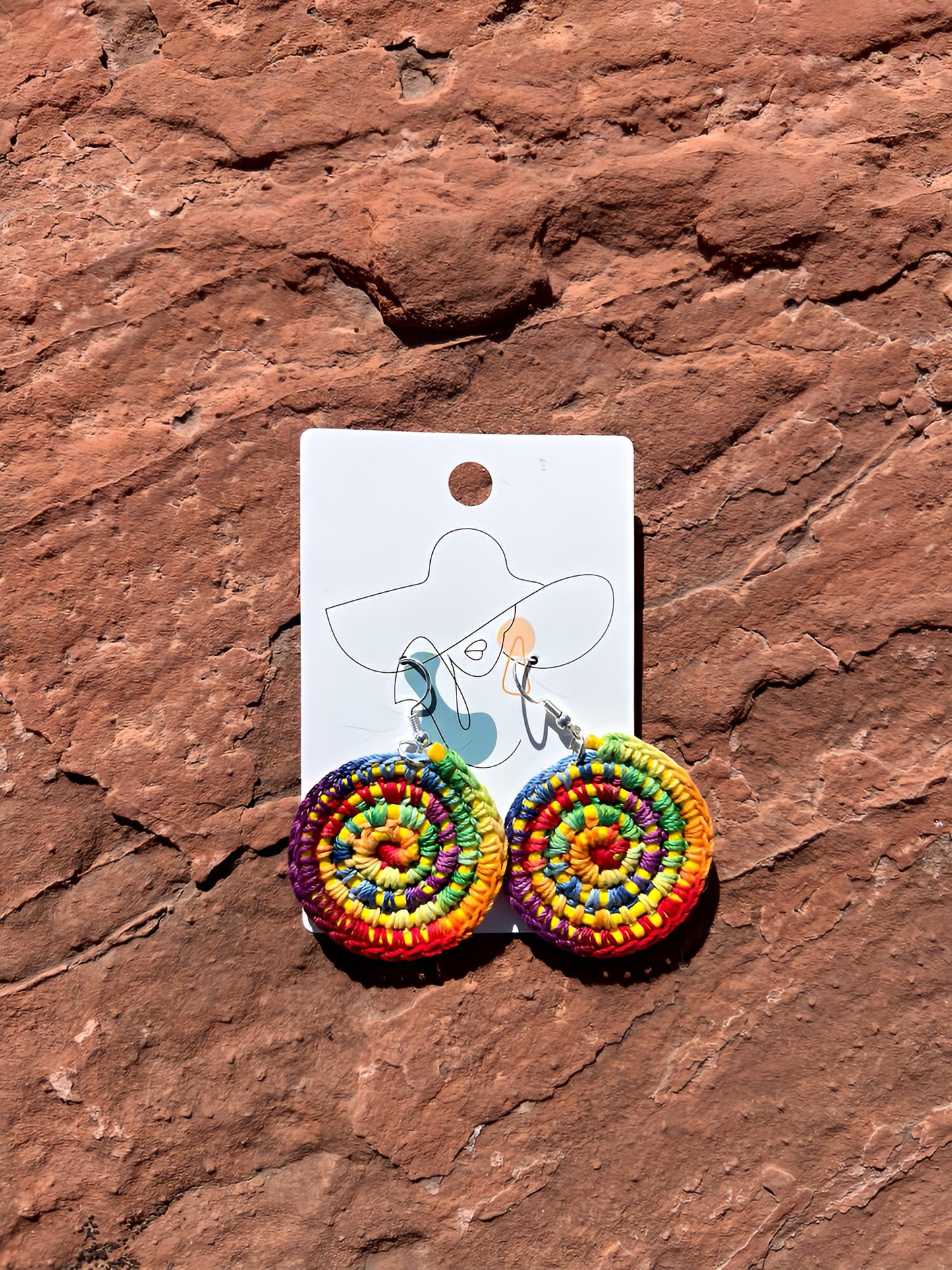 Crochet Mandala Earrings - Tie Dye