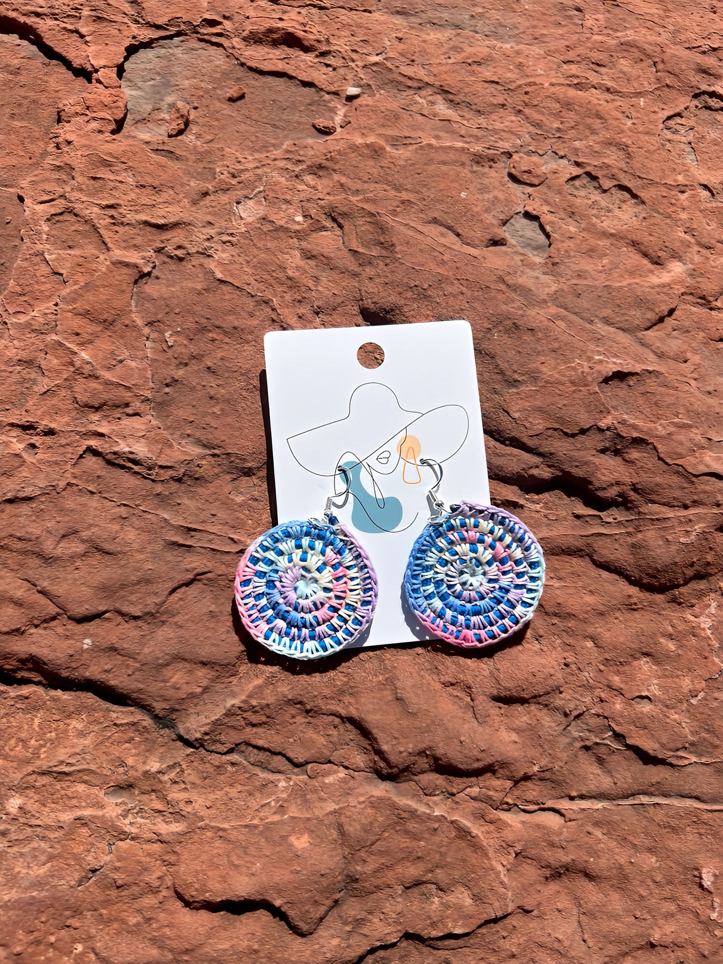 Crochet Mandala Earrings - Cotton Candy