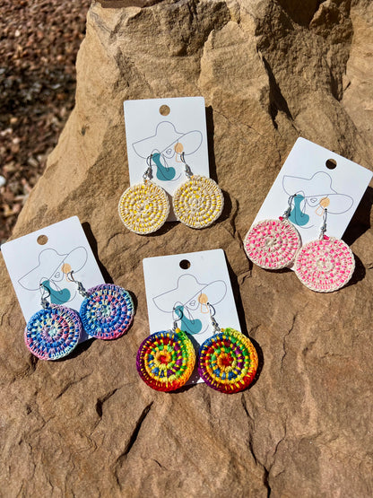 Crochet Mandala Earrings - Cotton Candy