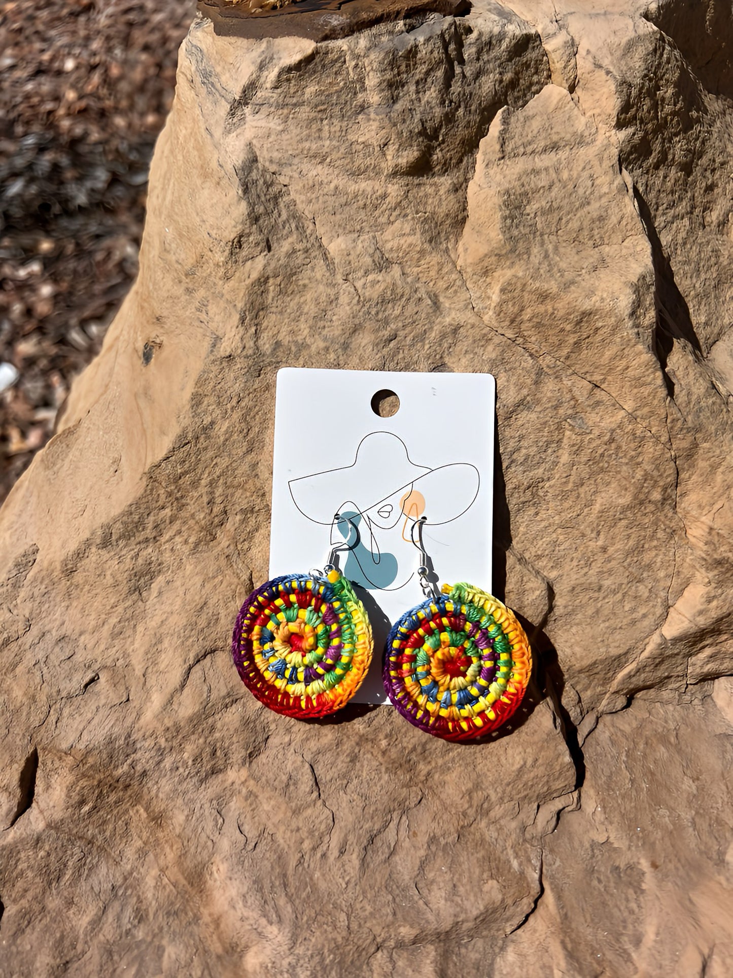 Crochet Mandala Earrings - Tie Dye